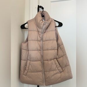 Old Navy Beige Pink Quilted Vest with High Collar
